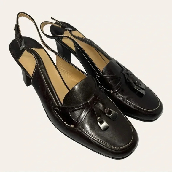 ANTONIO MELANI‎ CLOSED TOE HEELS BLOCKED HEEL STRAP AROUND ANKLE SIZE 6.5 - Picture 1 of 12